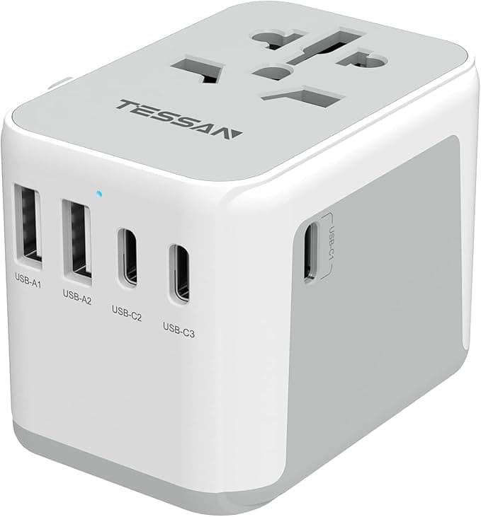 TESSAN Universal Adapter, Worldwide Travel Plug Adaptor with 2 USB A and 3 USB C Ports, International Travel Adapter for EU, UK, USA, AU, Power Socket Charger for Multi Countries