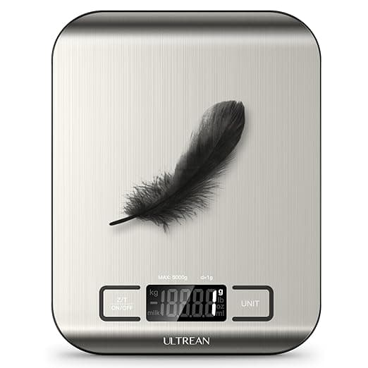 Ultrean Digital Kitchen Scale – High Precision Food Scale with Tare Function and Multiple Units (Silver)
