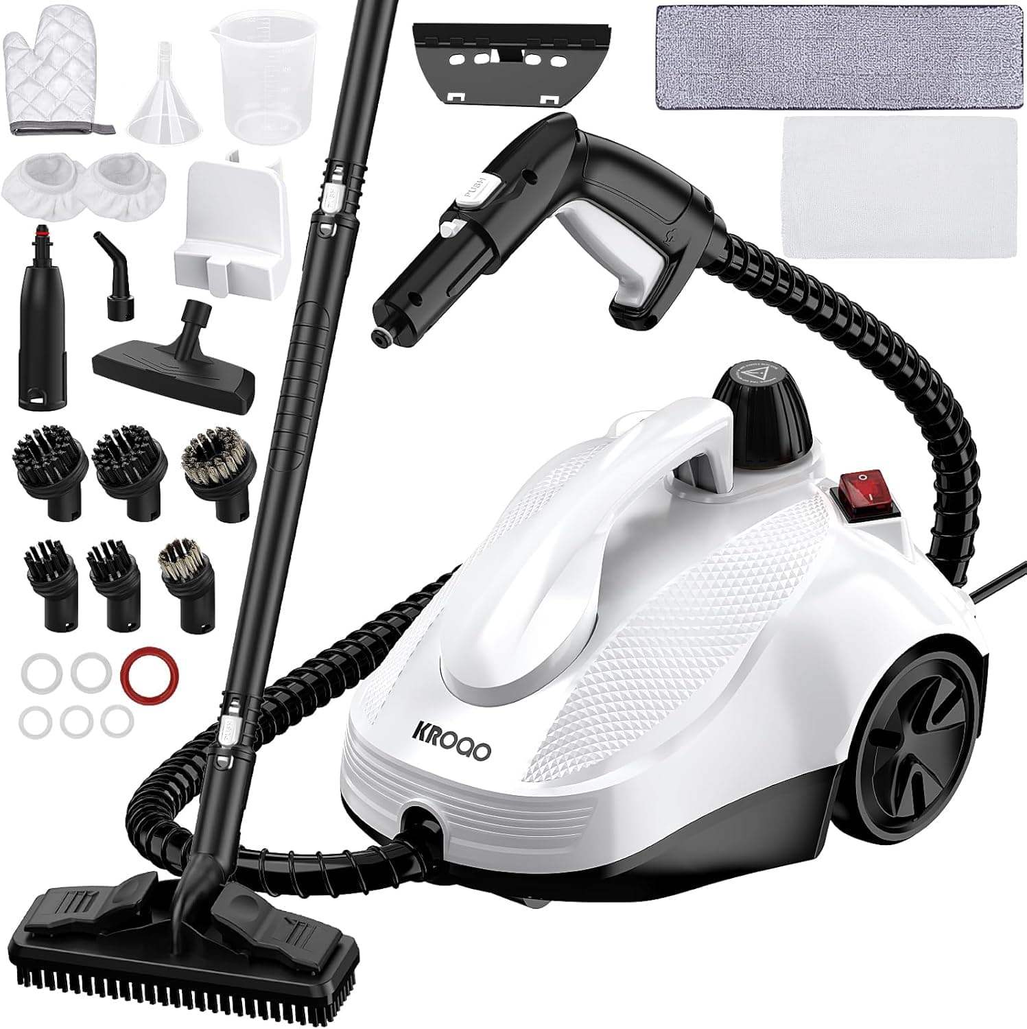 Steam Cleaner, Steamer with 23 Accessories, Powerful Multipurpose Portable Steamer for Cleaning to Remove Grime, Grease, for Multi-Purpose and Multi-Surface Floors, 16.4ft Power Cord